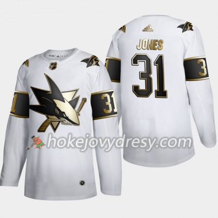 Pánské Hokejový Dres San Jose Sharks Martin Jones 31 Adidas 2019-2020 Golden Edition Bílá Authentic